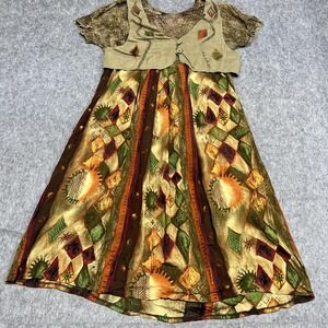 Vintage Carole Little Dress Womens 14 Boho Festival Maxi Made in USA 90s